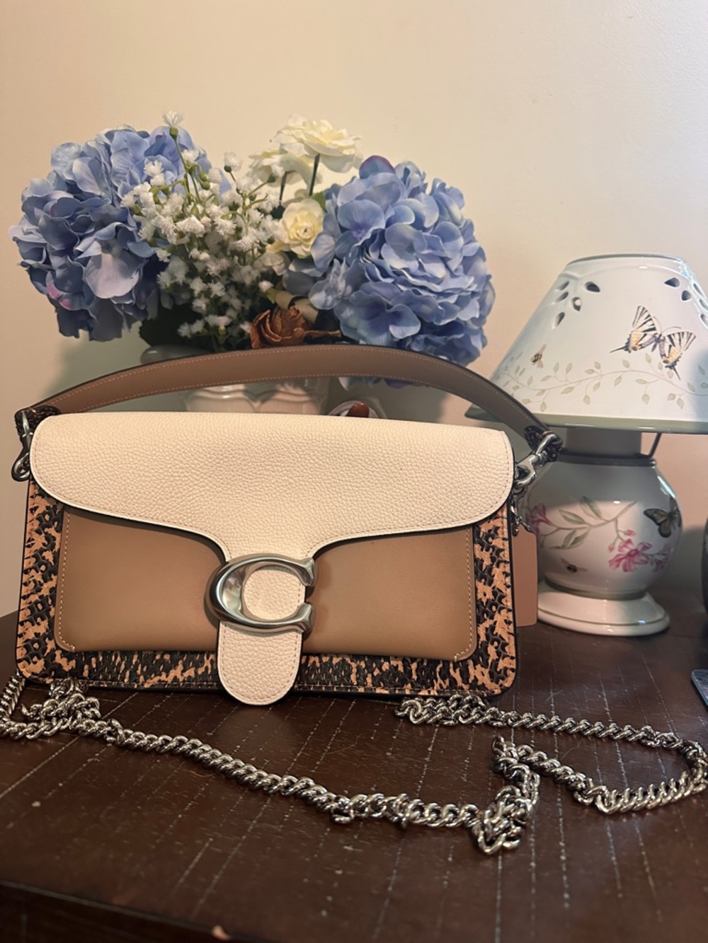 Coach Tan and Cream Tabby 26 with Snake Skin Detailing 🐍